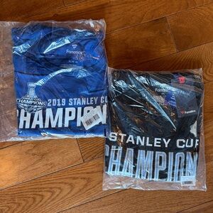 2 NWT- XL Fanatics Blue, XXL Black Men St Louis Blues Stanley Cup ChampionTShirt